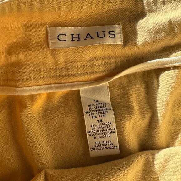 Vintage Chaus Women's Tan Skirt size 14 mini skirt 1980s 1990s aline - Picture 5 of 14